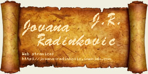 Jovana Radinković vizit kartica